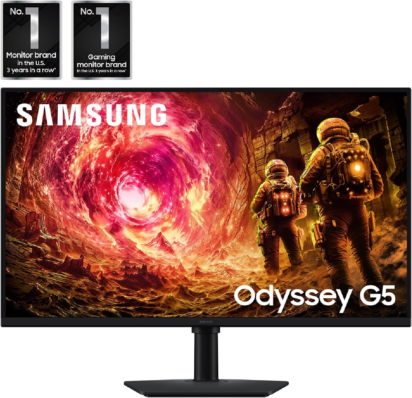 Samsung 32' Odyssey G5 G50F QHD Resolution Gaming Monitor, 180Hz Refresh Rate, Fast IPS Panel, HDR10, NVIDIA G-Sync Compatible, 1ms Response Time (GtG), AMD FreeSync™, Adjustable Stand, LS32FG502ENXZA