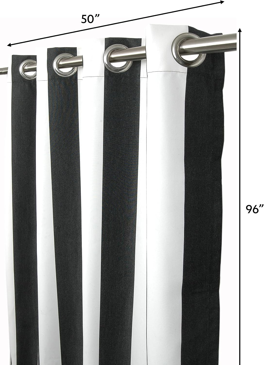 Sunbrella Outdoor Curtains 96 inch x 50 inch Patio Decor 100% Acrylic with Water/Weather Resistant and Stainless Steel Grommets, Outdoor Curtains (Cabana Classic)