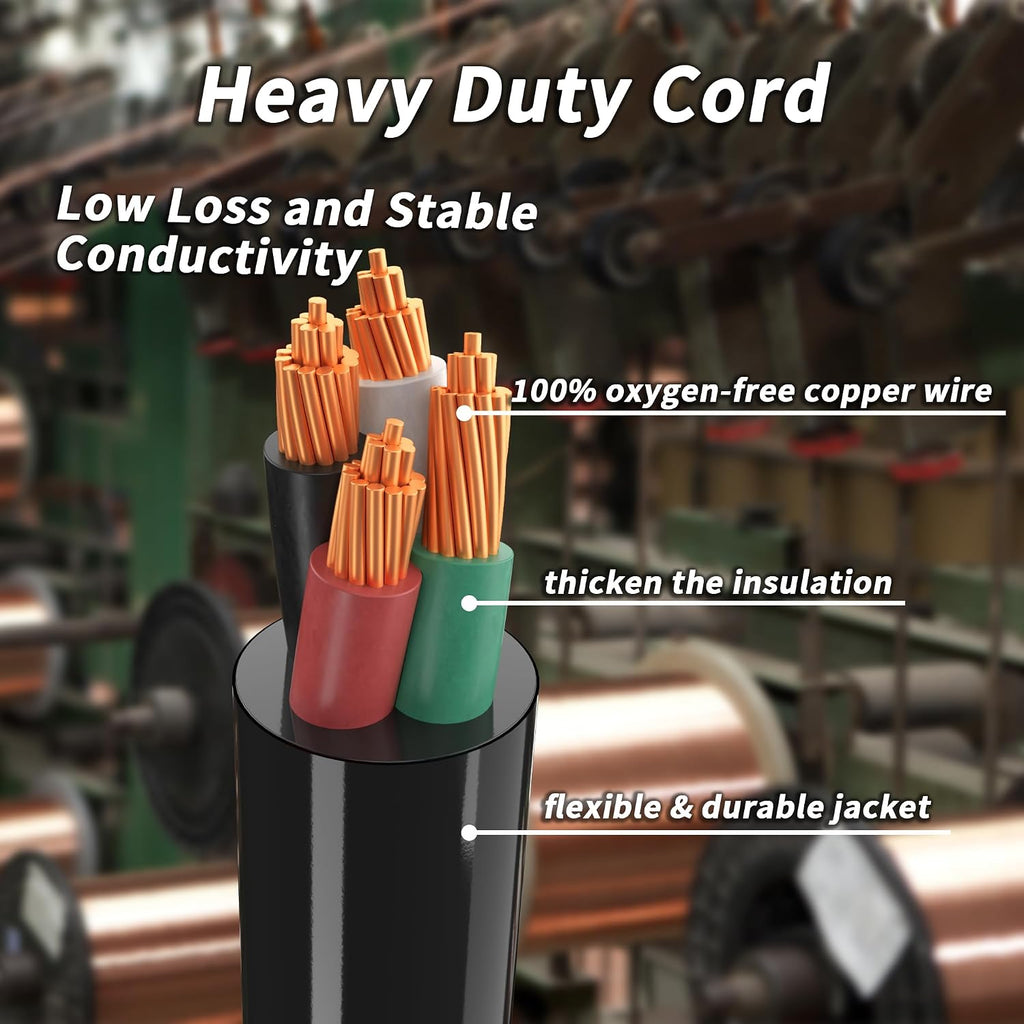 PlugSaf 50 Amp Generator Cord, 50FT 50 Amp RV Extension Cord with Twist Lock, Generator Cable 50A 4 Prong Green, NEMA 14-50P/SS2-50R Heavy Duty STW Wire for RV Camper & House