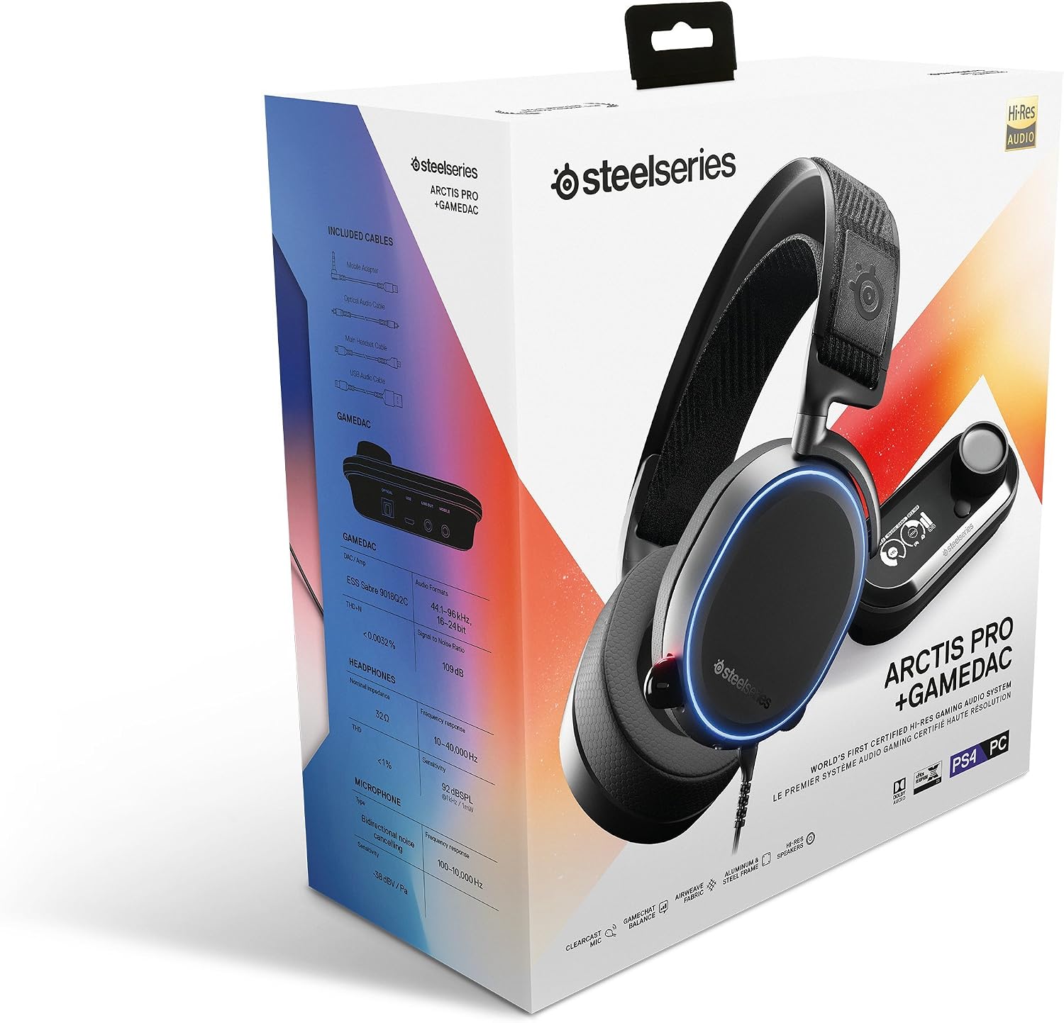 SteelSeries Arctis Pro + GameDAC Wired Gaming Headset - Certified Hi-Res Audio - Dedicated DAC and Amp - for PS5/PS4 and PC - Black