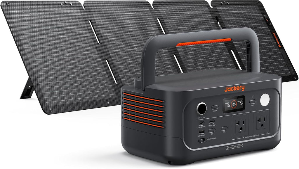 Jackery Explorer 500 v2 Solar Generator and 100W Solar Panel, 512Wh LiFePO4 Battery, 500W AC/1000W Peak, Solar Generator for Camping, Outdoors, and Power Outages