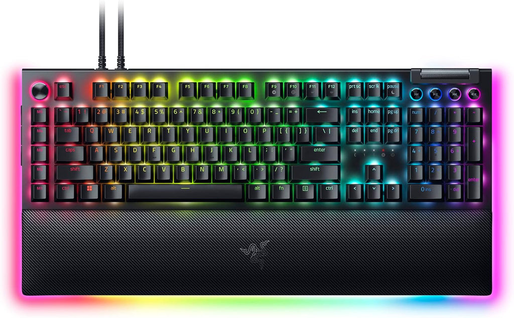 Razer BlackWidow V4 Pro Wired Gaming Keyboard: Yellow Switches - Linear & Silent - Chroma RGB - Black (Renewed)