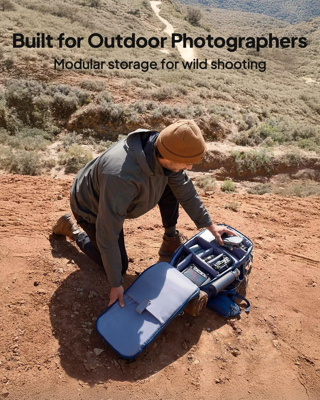 BLUETTI Solar Backpack Power Station Handsfree 1 with 100W Solar Panel Included, 268.8Wh 300W LiFePO4 Solar Generator with a 42L Backpack, All in One Solar Power System for Hiking, Photography, Travel