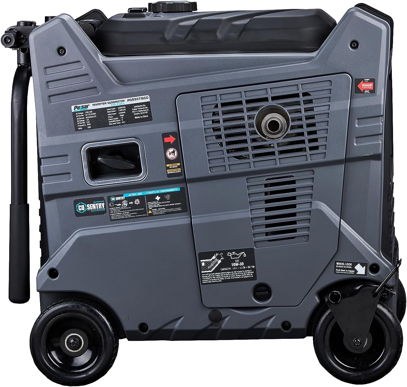 Pulsar 9500W Tri Fuel Gasoline Propane Natural Gas Portable Inverter Generator w/Remote Start & CO Sentry for Home Use GS95TiSCO