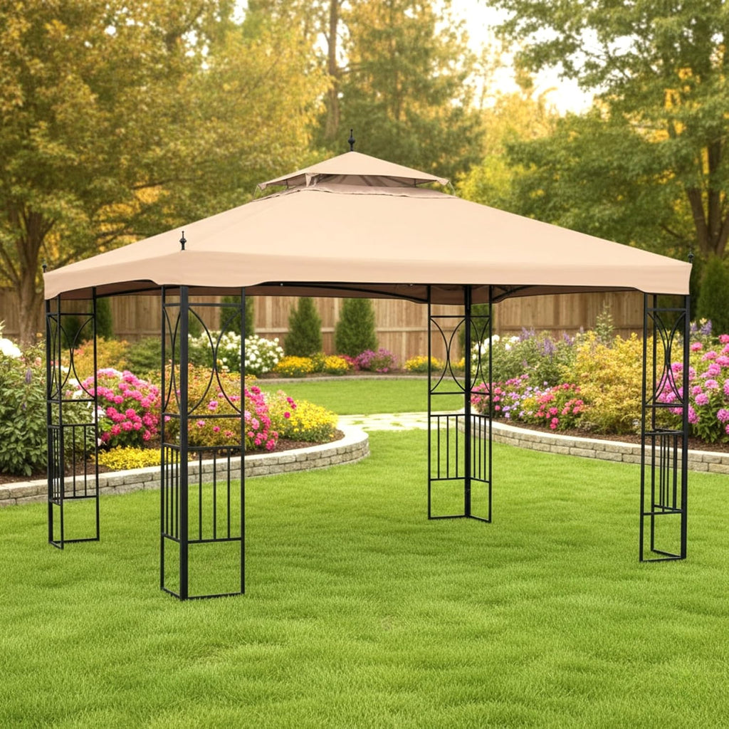 Garden Winds Reinforced Replacement Canopy Top Cover Compatible with The TJ-288-1012, TJ2881012 ABCCANOPY and MasterCanopy Arrow Crescent 10' x 12' Gazebo - Classic Sand, Riplock 350