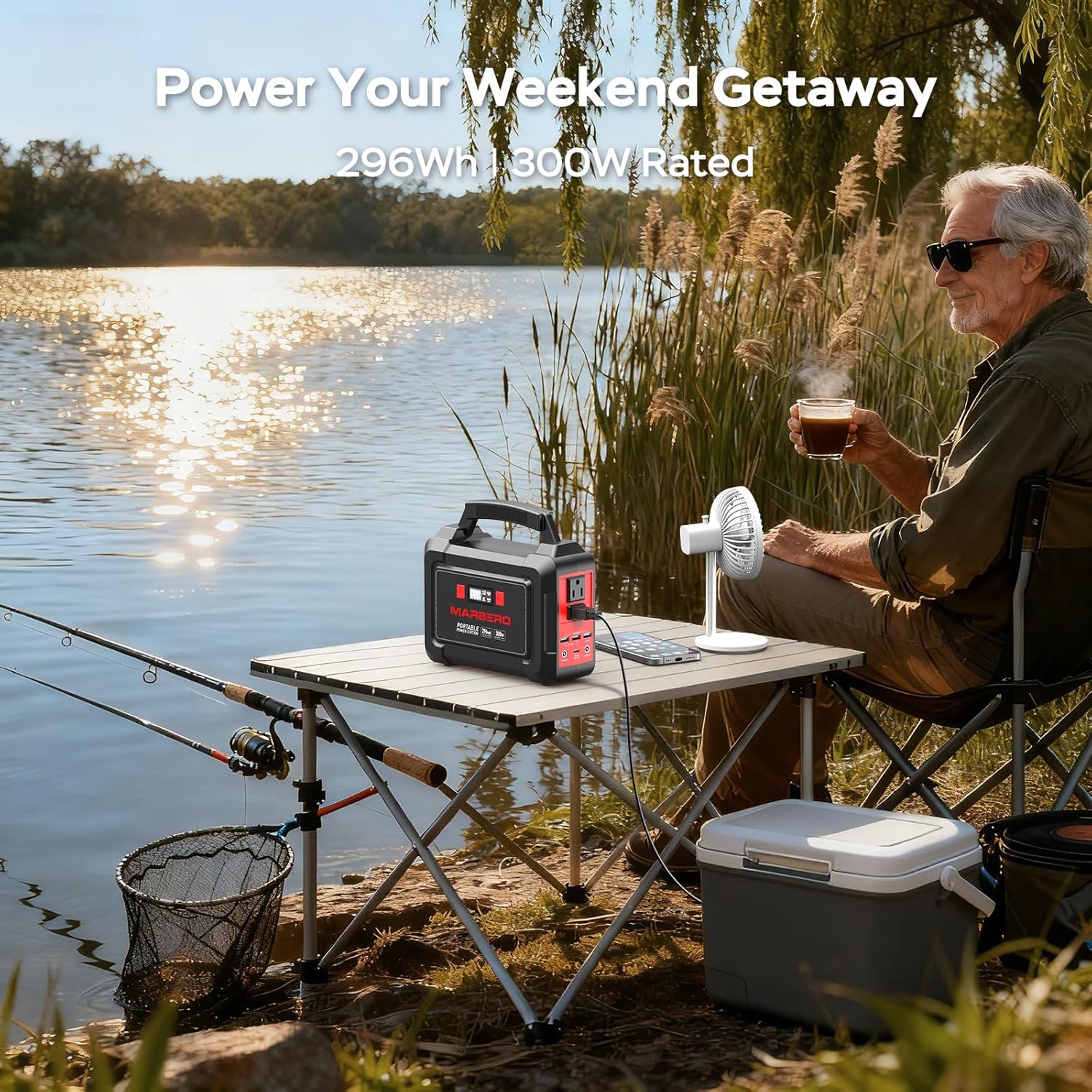 MARBERO Solar Generator 296Wh with Solar Panels 60W Portable Power Station with 300W Pure Sine Wave Solar Generator with Panels Included USB DC AC Outlet for Camping RV Van Outdoor Emergency Home