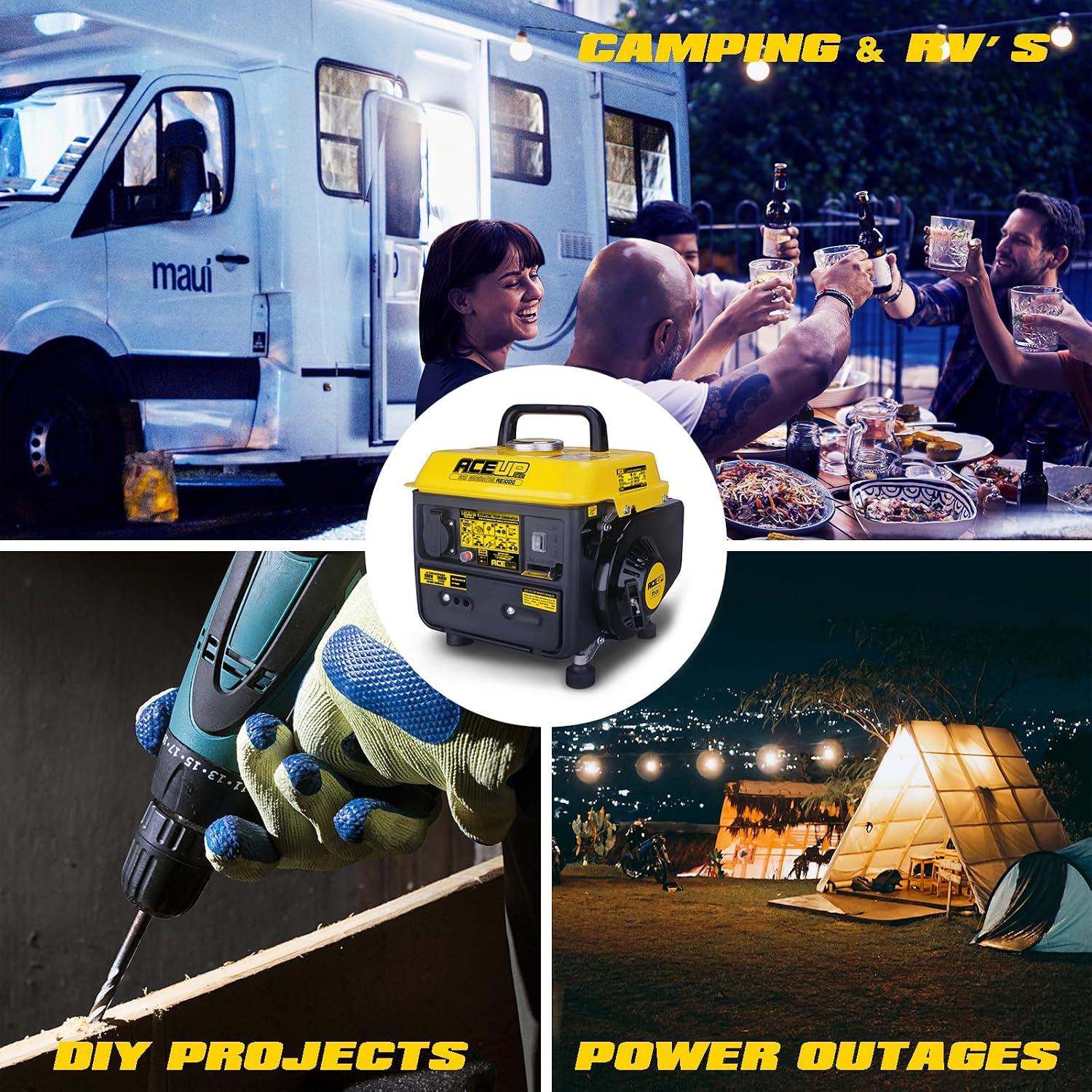 Aceup Energy 1,200W Gas-Powered Generator, Small Portable Generator Camping Ultralight, EPA & CARB Compliant