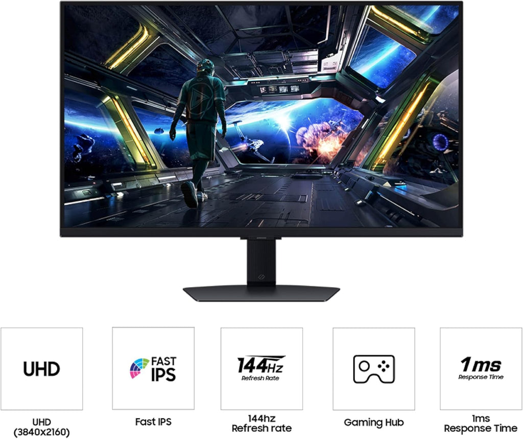 Samsung 32' Odyssey G7 (G70D) 4K UHD IPS 144Hz 1ms(GtG) Smart Gaming Monitor, G-Sync Compatible, AMD Freesync Premium, Vivid Colors, Adjustable Stand, Black Equalizer, LS32DG702ENXZA