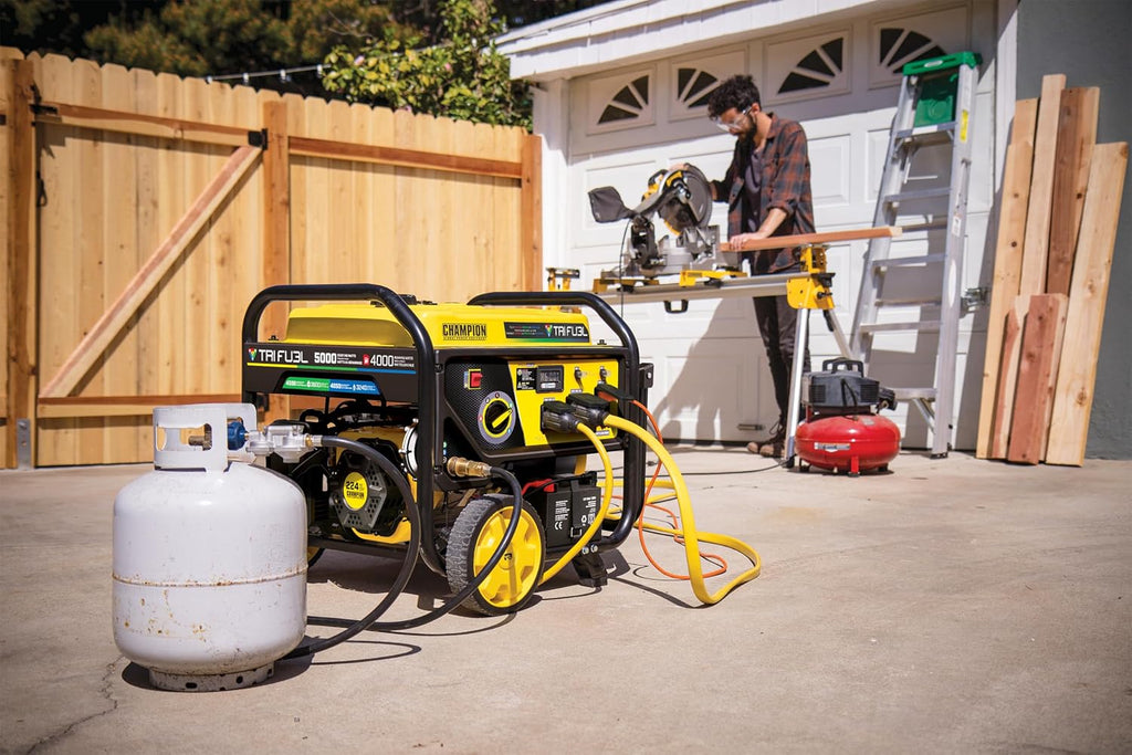 Champion Power Equipment 5000-Watt Electric Start Tri Fuel RV Ready Portable Generator with CO Shield