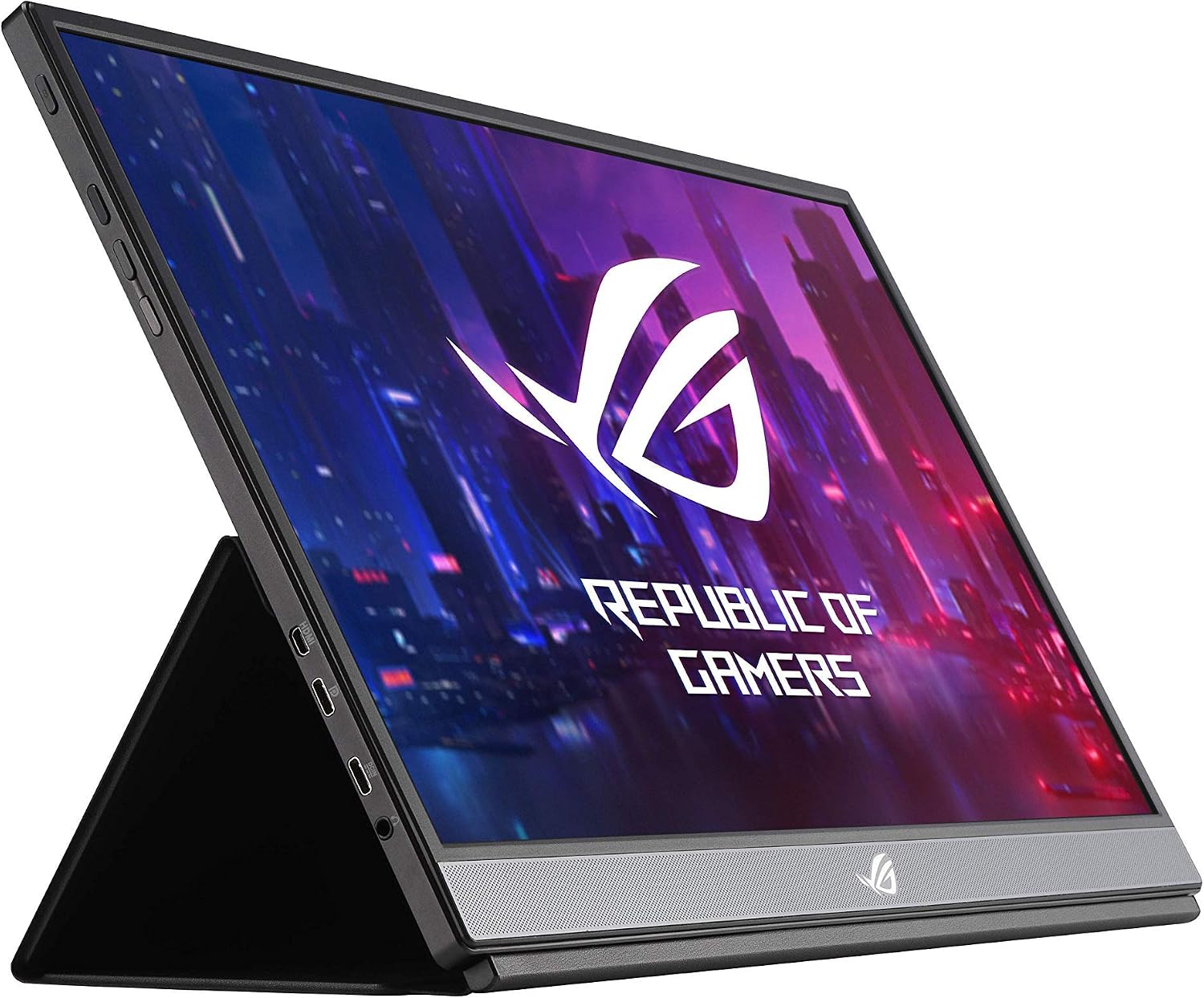 ASUS ROG Strix XG17AHP 17.3' Portable Gaming Monitor, 1080P Full HD, IPS, 240Hz (Supports 144Hz), Adaptive-Sync, Eye Care, Micro-HDMI USB-C, ROG Tripod, Carrying Bag, 3 Hour Battery Life (Renewed)