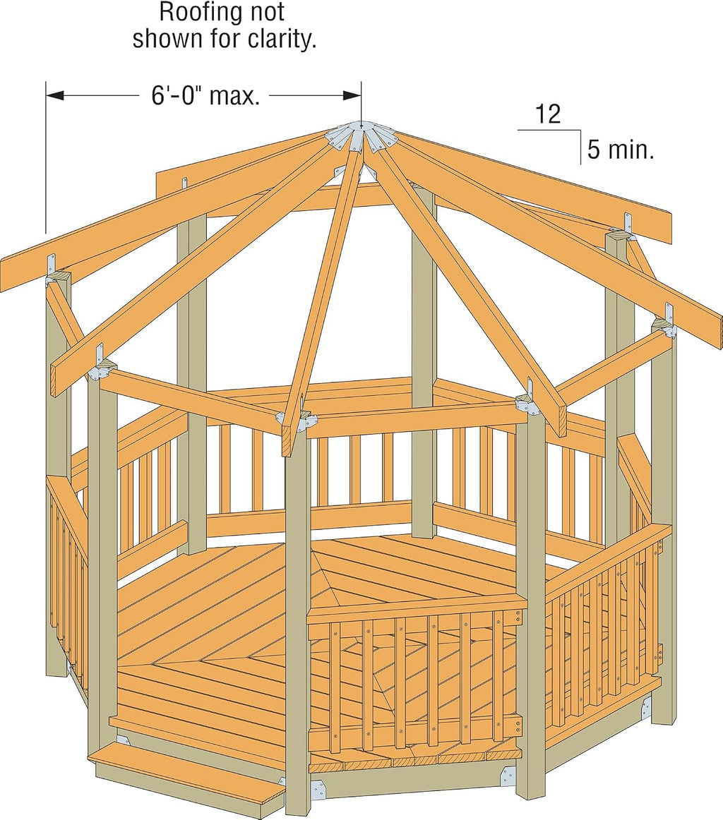 Simpson Strong-Tie GT8Z GT ZMAX Galvanized 18-Gauge Gazebo Tie for 8-2x Rafters, Center