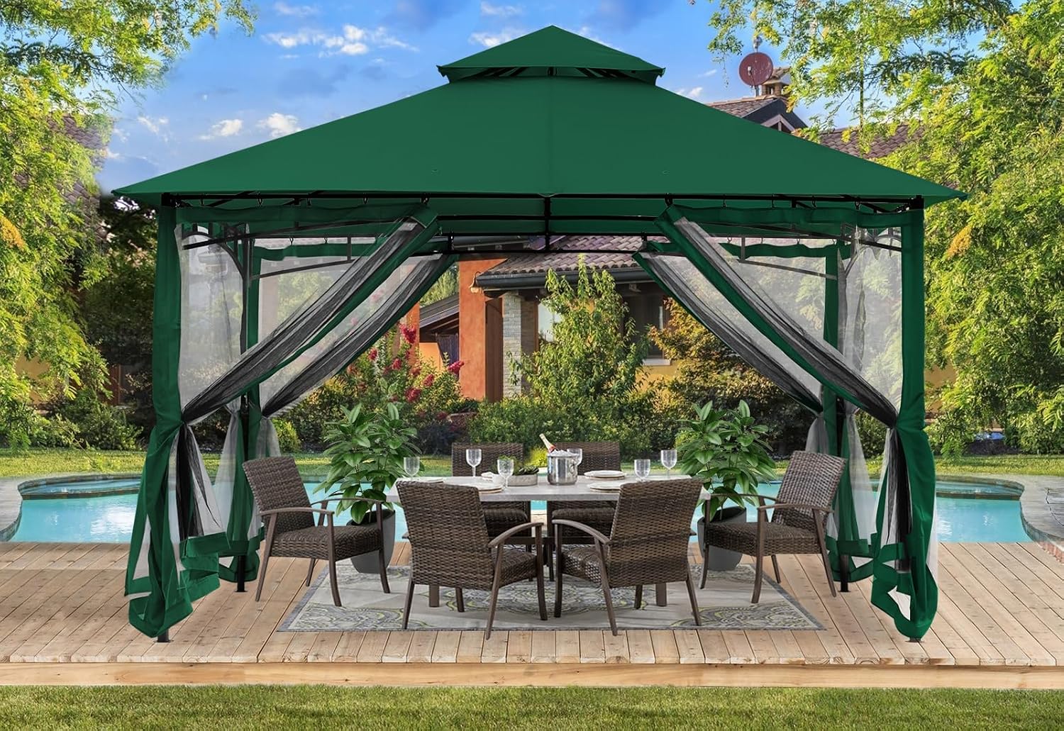 ABCCANOPY Gazebo 8x8 - Outdoor Patio Gazebos on Clearance with Mosquito Net for Parties, Backyard (Green)