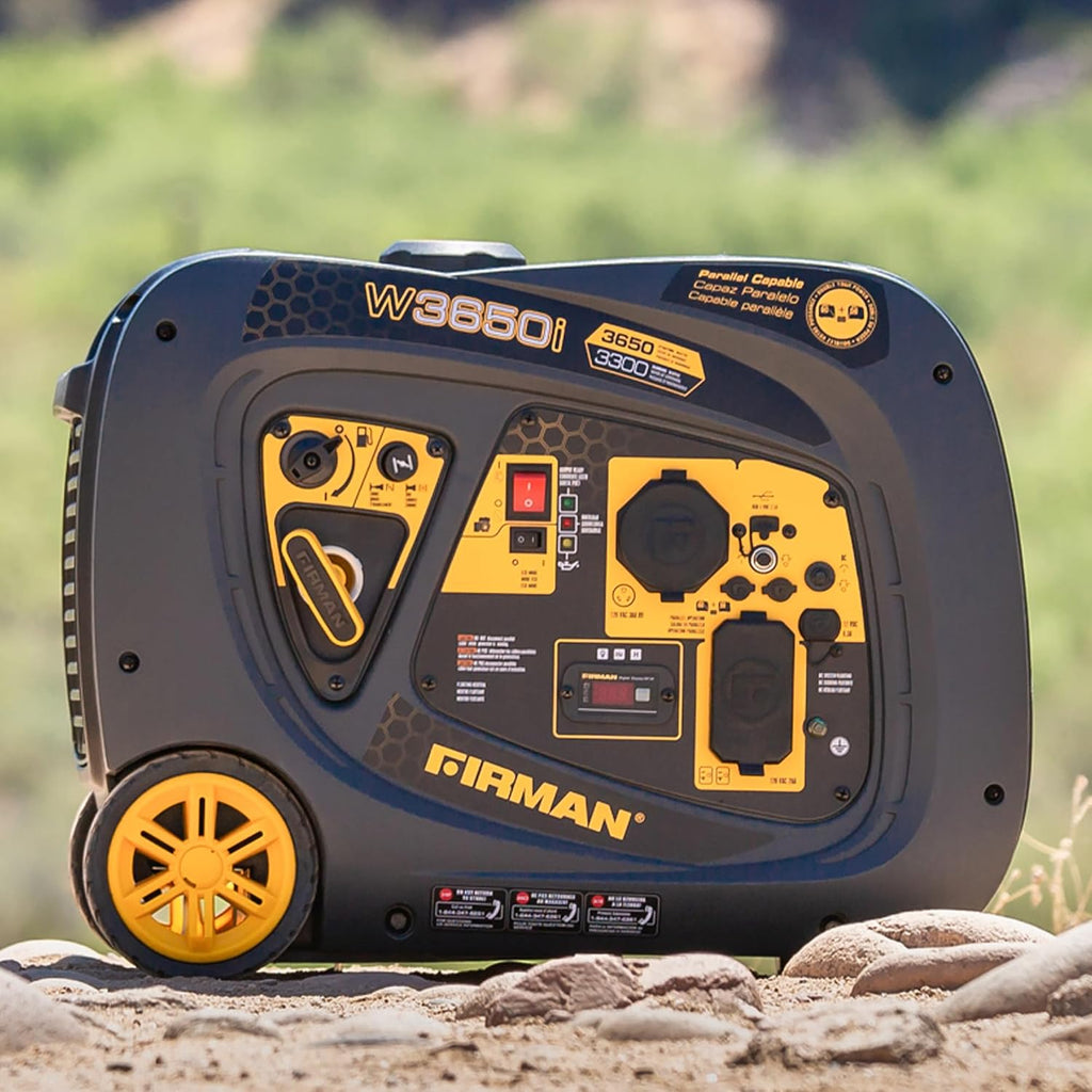 FIRMAN W03381 Gas Inverter Portable Generator 3650W Starting 3300W Running, Recoil Start, Quiet Clean Sine Wave Power, RV Ready 120V, Compact Design for Home, Backup, Camping, Tailgating, Outdoor