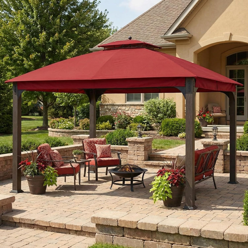 Garden Winds Reinforced RipLock 350 Replacement Canopy Top Cover Compatible with Shadow Creek 10' x 12' Gazebo Model L-GZ1140PST - Cinnabar