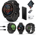 Garmin Fenix 8 47MM AMOLED Sapphire Premium Multisport GPS Smartwatch Carbon Gray DLC Titanium with Black Gray Silicone Band, Built-in LED Flashlight, Health & Fitness Smart Watch Bundle for Men