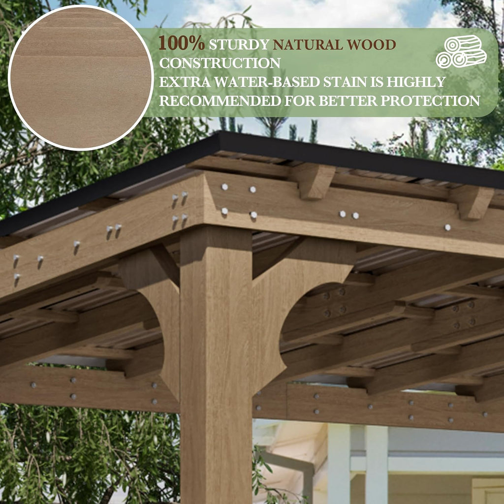 MUPATER 10x20 FT Grill Gazebo with Sloping Metal Roof, Wood Gazebo with 5.5'' Post, Strong Load-Capacity, Heavy Duty BBQ Canopy for Outdoor Grill, Patio, Lawn, Garden, Brown