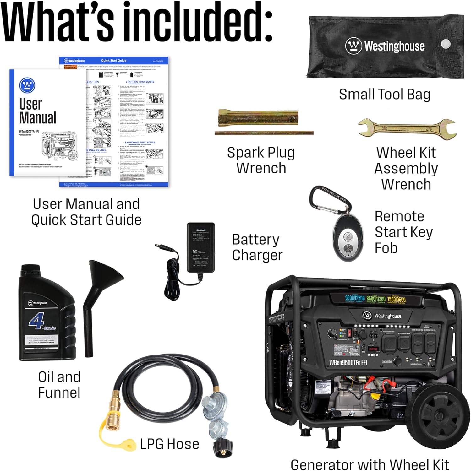 Westinghouse 12500 Peak Watt EFI Tri-Fuel Home Backup Portable Generator, Remote Electric Start, Transfer Switch Ready, Gas, Propane, and Natural Gas Powered, CARB Compliant