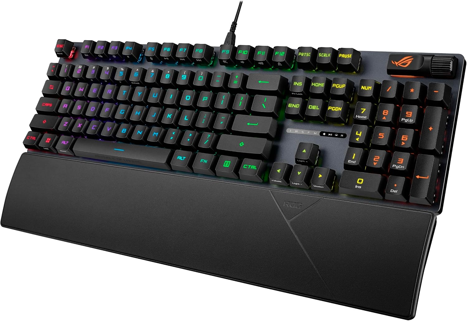 ASUS ROG Strix Scope II Gaming Keyboard, pre-lubed ROG RX Red Linear Optical switches, Sound-dampening Foam, PBT doubleshot keycaps, Streaming hotkeys, Multi-Function Controls, Wrist Rest