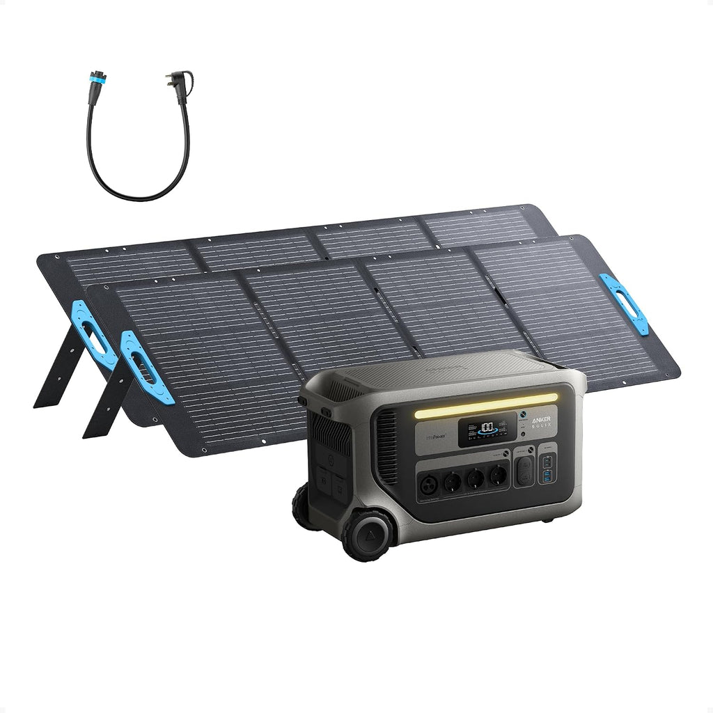Anker SOLIX F3000 Portable Power Station with 2× 200 Solar Panels, 3,072Wh, 6,000W Recharging, Solar Generators for Home Use, Power Outages, Camping, RVs, and Emergencies