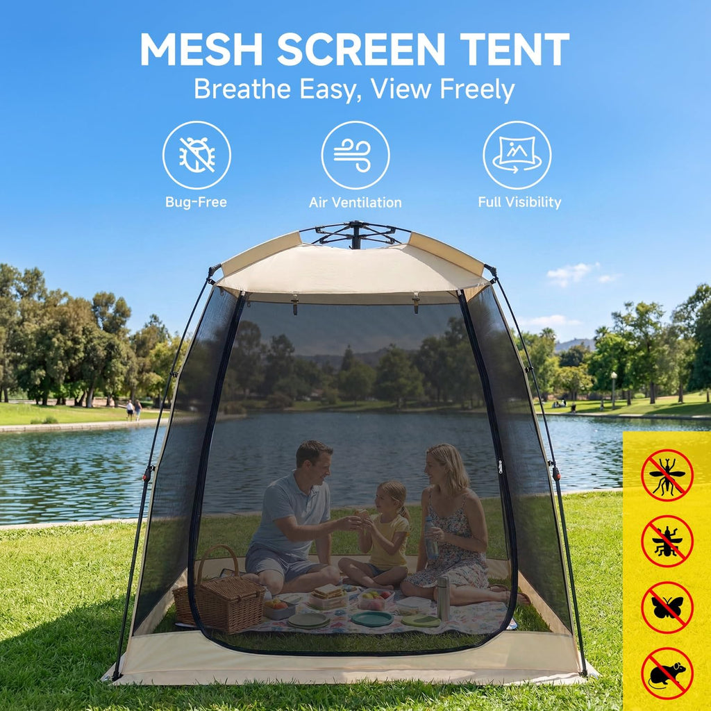 Alvantor® Screen House Gazebo, Pop Up Screen Tent, Instant Screen Room with Carry Bag, Outdoor Mosquito Tent Camping, Sun Shade Shelter for Patio, Garden, Backyard, Deck