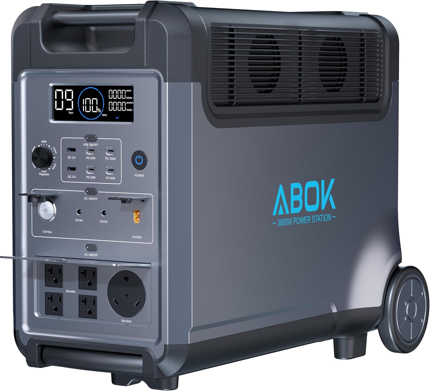 ABOK Ark3600 Portable Power Station, 3840Wh LiFePO4 Battery, 3600W Electric Solar Generator for Garage, Home, Off-Grid Living, Camping, RVs, Outdoor Adventures, Power Outages