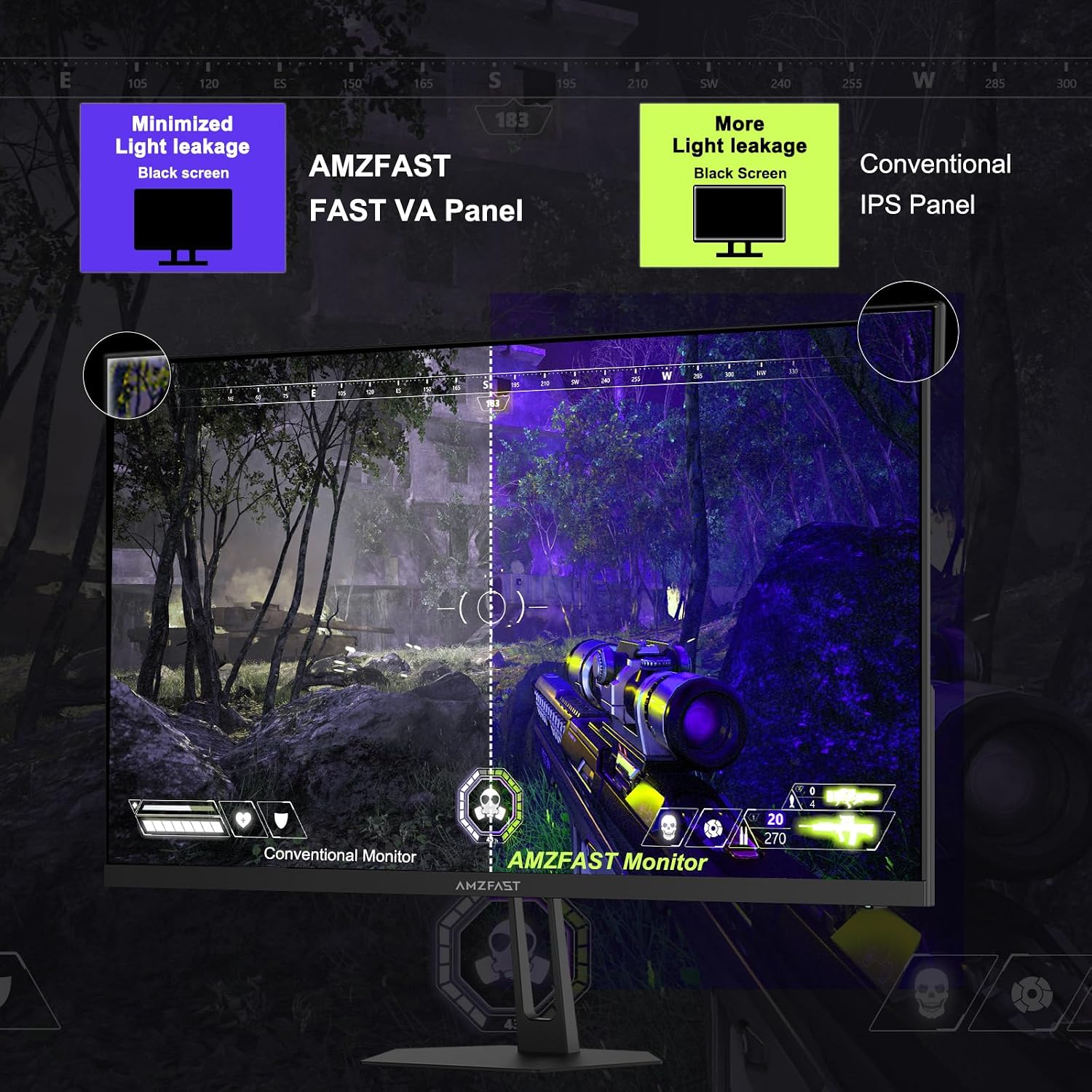 Amzfast 24.5 Inch 280Hz/240Hz FHD 1080p Gaming Monitor, 1ms Adaptive Sync, 3000:1, 126% sRGB, 93% DCI-P3, TÜV Rheinland Eye Care, HDMI 2.0 x 2 & DP 1.4 x 2, AMZG25X1 Pro