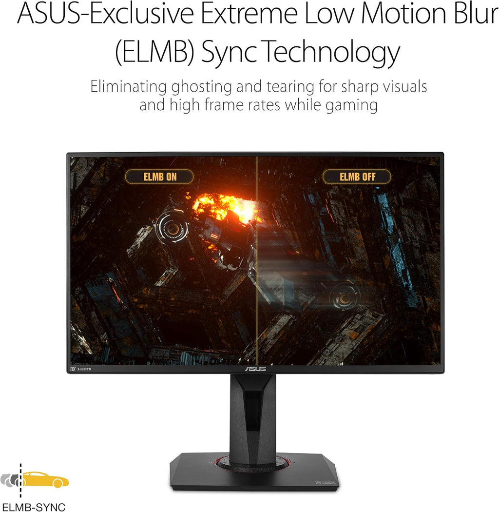 ASUS TUF Gaming VG259QM 24.5' Monitor, 1080P Full HD (1920 x 1080), Fast IPS, 280Hz, G-SYNC Compatible, Extreme Low Motion Blur Sync,1ms, DisplayHDR 400, Eye Care, DisplayPort HDMI Black