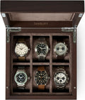 TAWBURY Wooden Watch Box for Men – 6 Watch Box Wood | Wooden Mens Watch Box Rustic | 6 Watch Case for Women & Men | Watch Collection Box for Men | Wrist Watch Storage Case for Men Wood