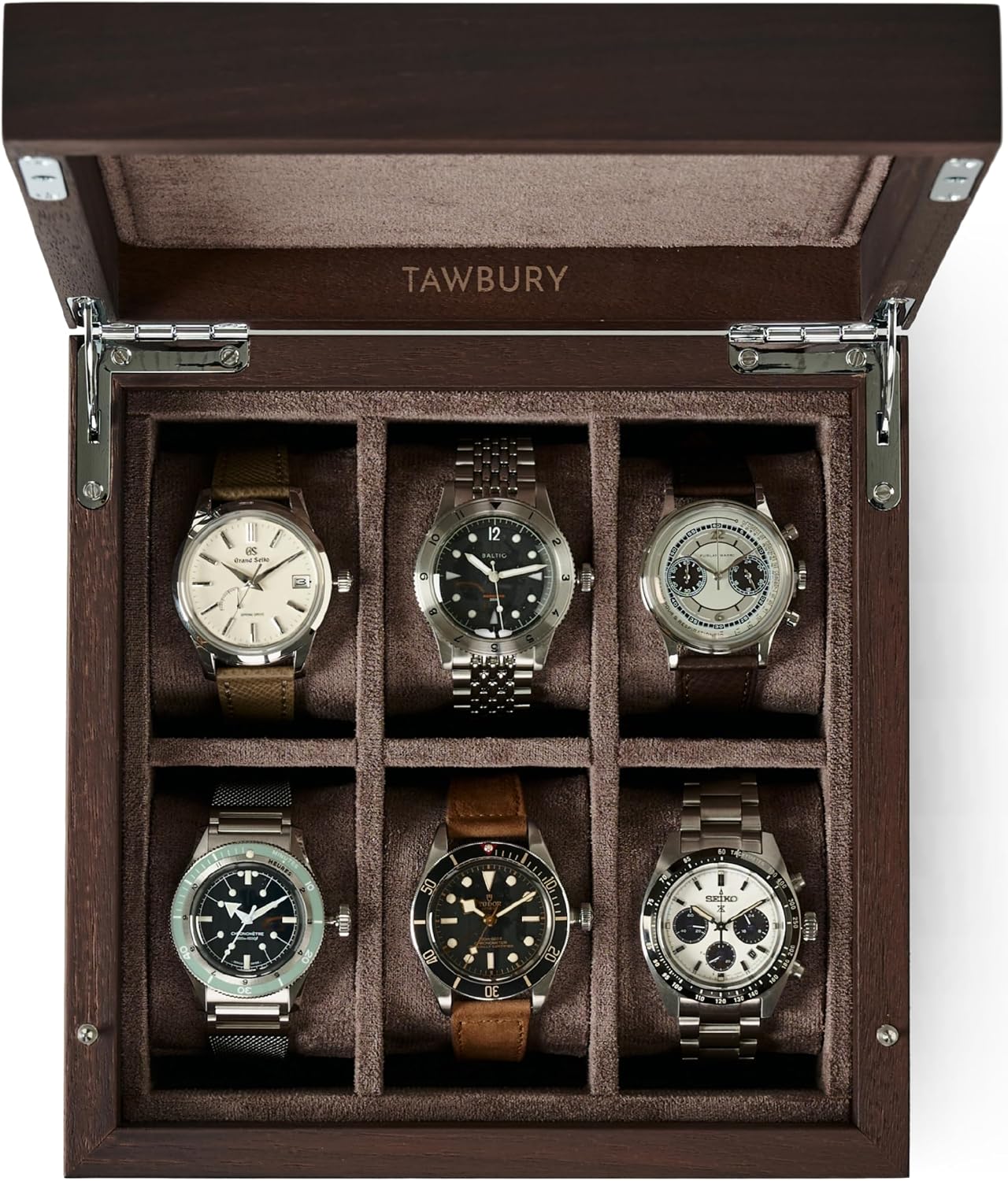 TAWBURY Wooden Watch Box for Men – 6 Watch Box Wood | Wooden Mens Watch Box Rustic | 6 Watch Case for Women & Men | Watch Collection Box for Men | Wrist Watch Storage Case for Men Wood