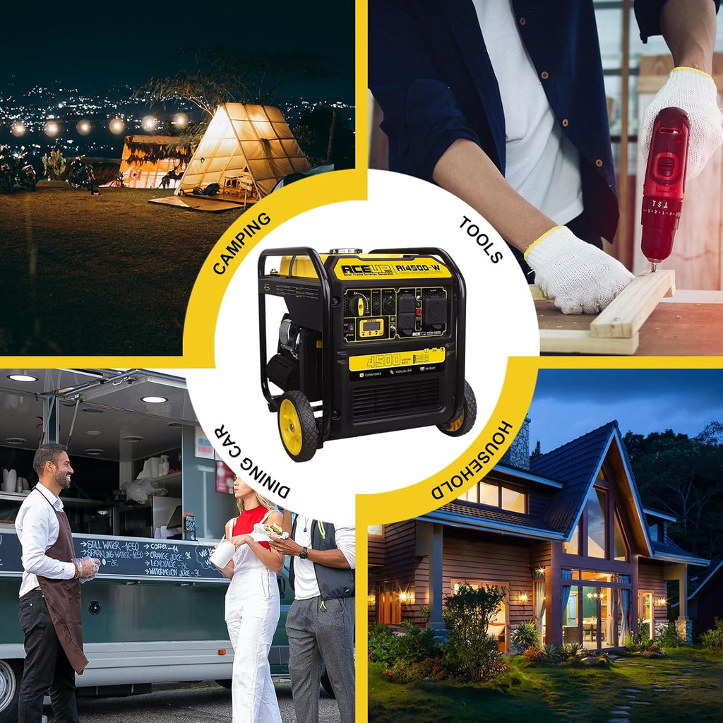 Aceup Energy 4500 Watt Gas Powered Generator, Inverter Portable Generator 223cc for Home Use RV Camping, EPA Compliant
