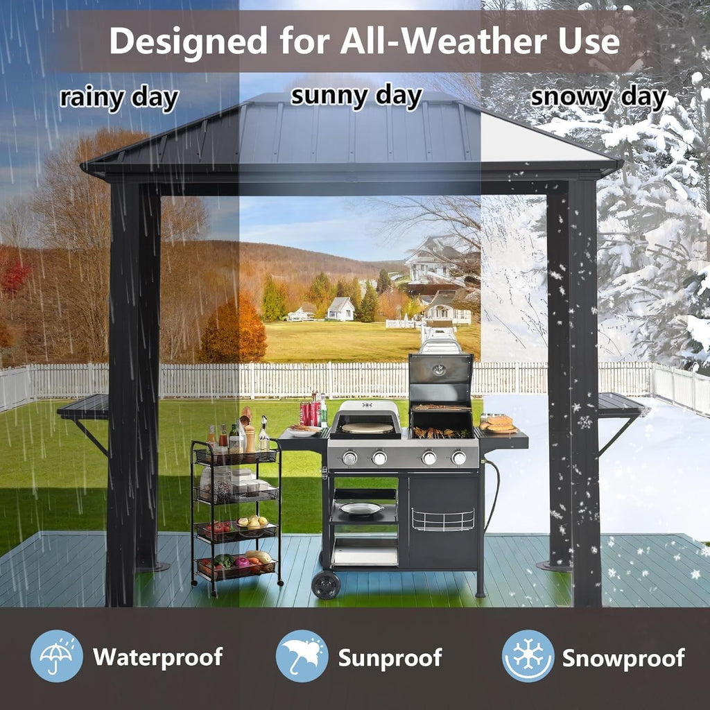 The ENDARK 5'x8' Outdoor Hardtop BBQ Gazebo, the Grill Gazebo with Single Roof Design, Aluminum Structure, and Galvanized Steel Roof, is Great for Lawn, Garden, Patio, and Backyard Use