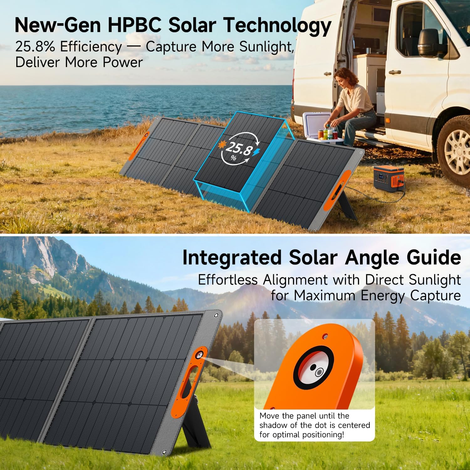 280W Portable Solar Panel for Power Station, 25.8% High Efficiency HPBC Solar Cell, QC3.0, Type-C 60W, MC4 Output, IP65 Waterproof, Ultra-Light Solar Panel for Outdoor Camping, RV, Off Grid