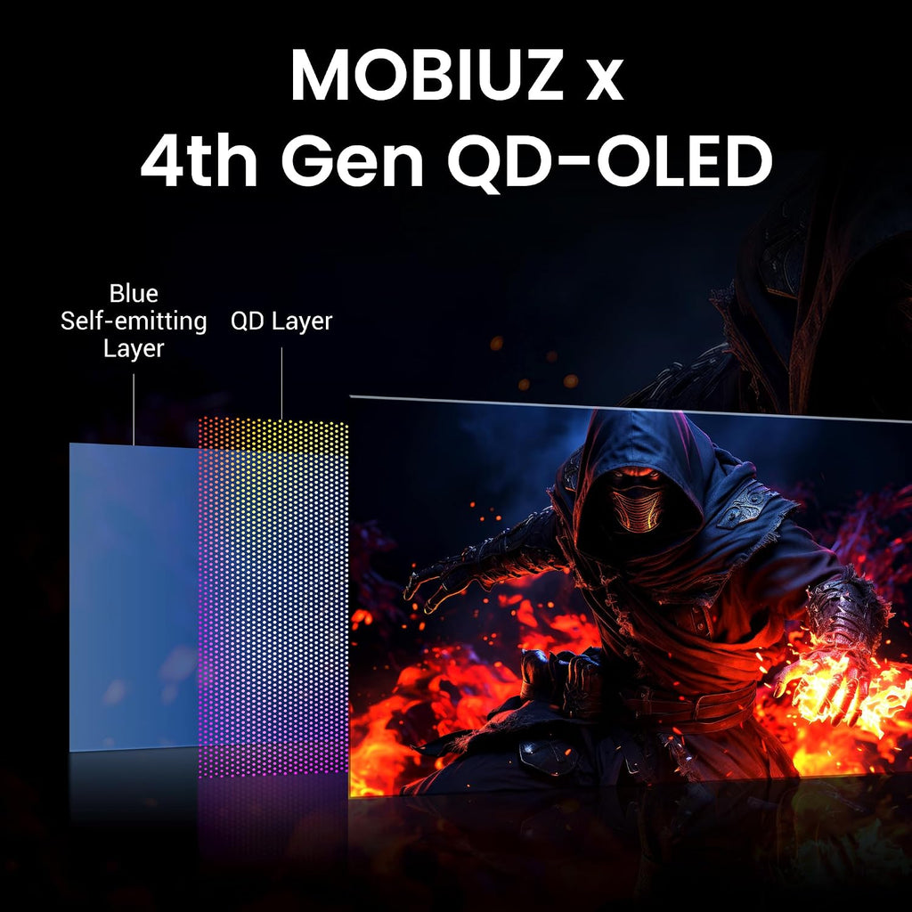 BenQ MOBIUZ EX271UZ 27' 4K QD-OLED 240Hz 0.03ms HDMI 2.1, USB-C 90W Gaming Monitor, 99% DCI-P3, DisplayHDR True Black 400, FreeSync Premium Pro, Remote Controller, 3-Year OLED Burn-in Warranty