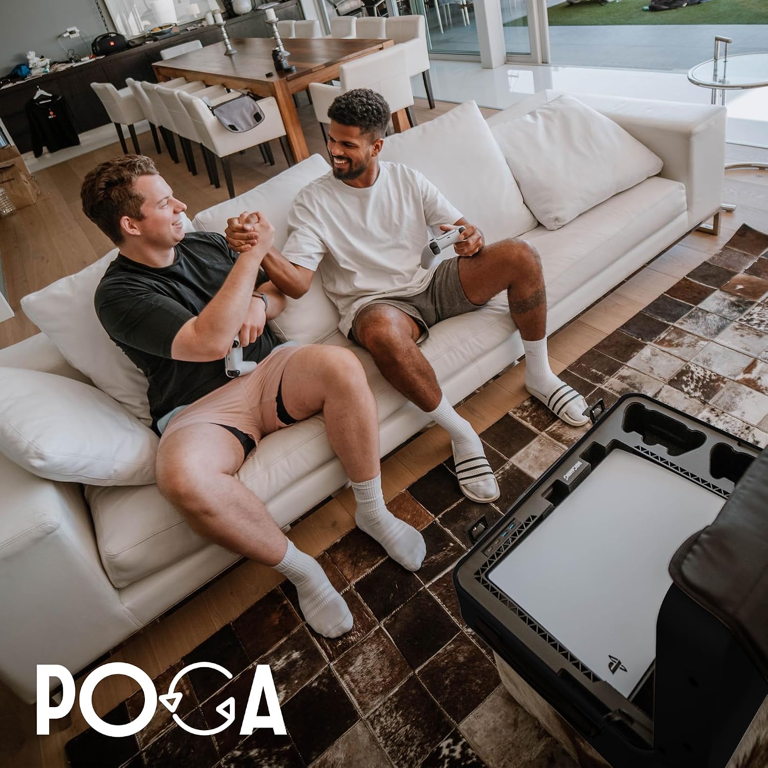 POGA LUX Compatible with PlayStation 5 Premium Portable Console Travel Case incl. Trolley and 24'' AOC Gaming Monitor - (V3 - Bluetooth Speaker Optional) Camouflage