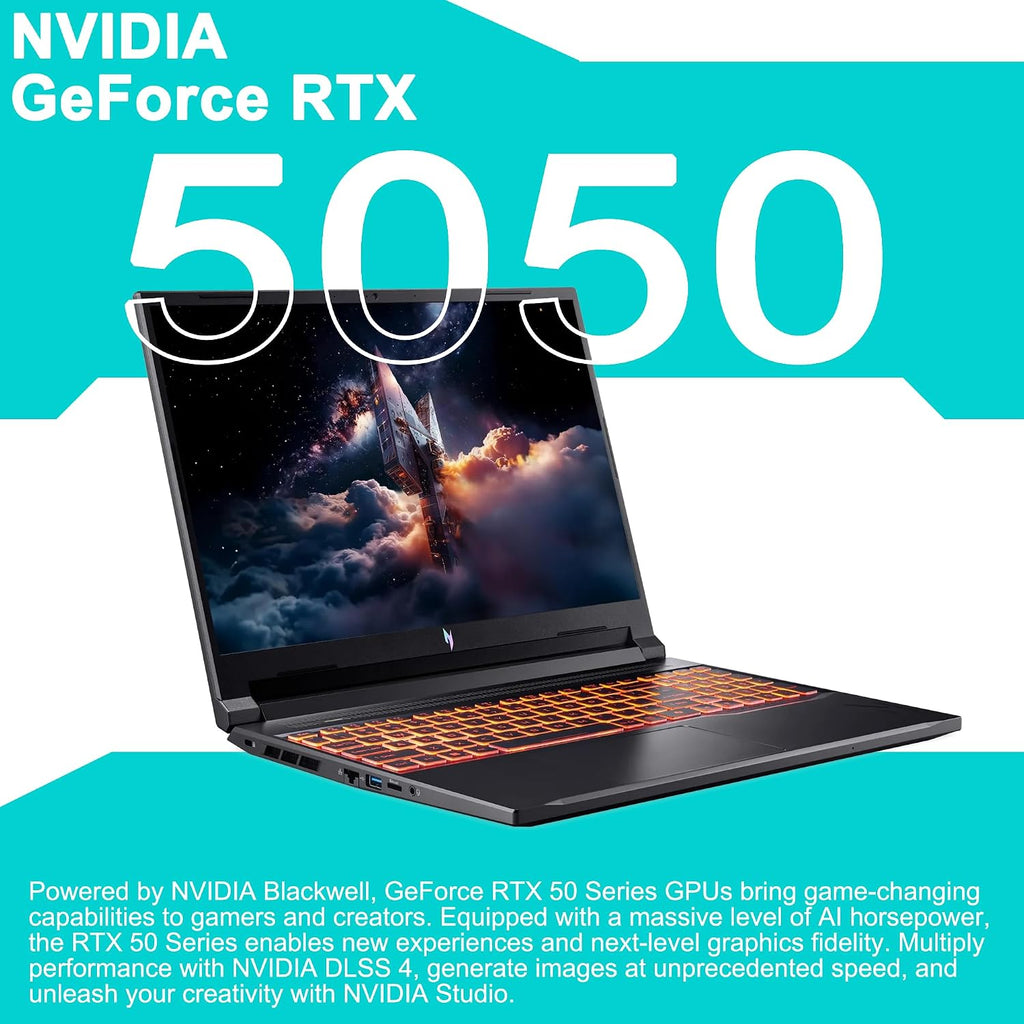 Acer Nitro V 16 AI Gaming Laptop 16' WUXGA IPS 180Hz AMD 8-core Ryzen 7 260 (>i7-13700H) 32GB DDR5 1TB SSD GeForce RTX 5050 (Up to 421 AI Tops) Backlit Wi-Fi6E Win11 ICP Hub