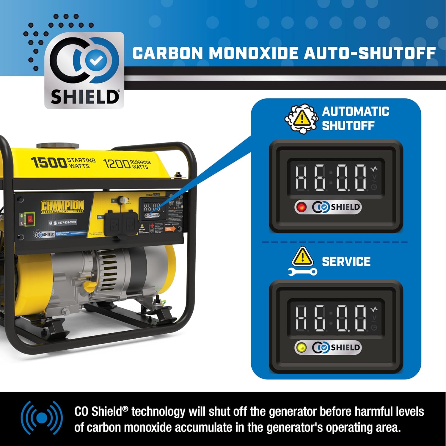 Champion Power Equipment 1500-Watt Portable Generator with CO Shield