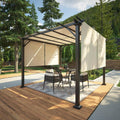 EAGLE PEAK 10x10 Outdoor Gazebo Pergola with Retractable Sun Shade Top for Patio, Garden, Backyard, Steel Frame, Beige