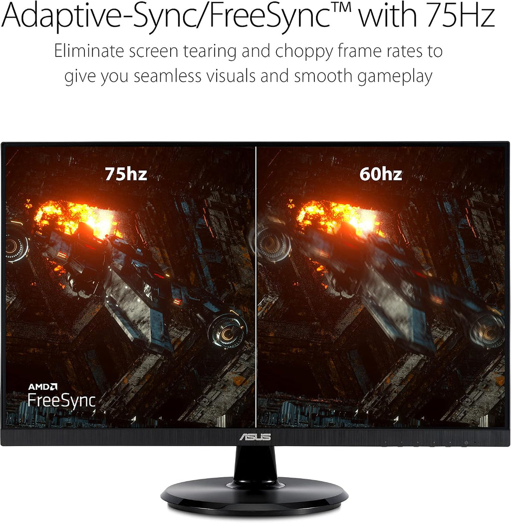 ASUS 23.8' 1080P Monitor (VA24DCP) - Full HD, IPS, 75Hz, USB-C 65W Power Delivery, Speakers, Adaptive-Sync/FreeSync, Low Blue Light, Flicker Free, VESA Mountable, Frameless, HDMI
