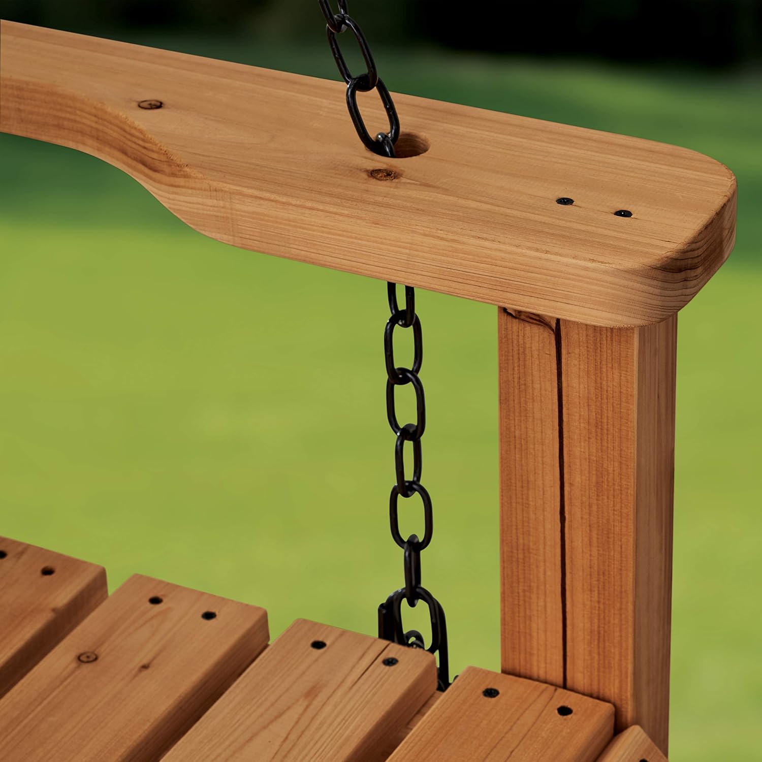 Backyard Discovery 55' Cedar Wood Farmhouse Outdoor Porch Swing Bench with Two-Person Seating, Durable Hanging Chains, Water-Resistant, Heavy-Duty 600 Lbs Weight Capacity for Patio, Deck, Garden