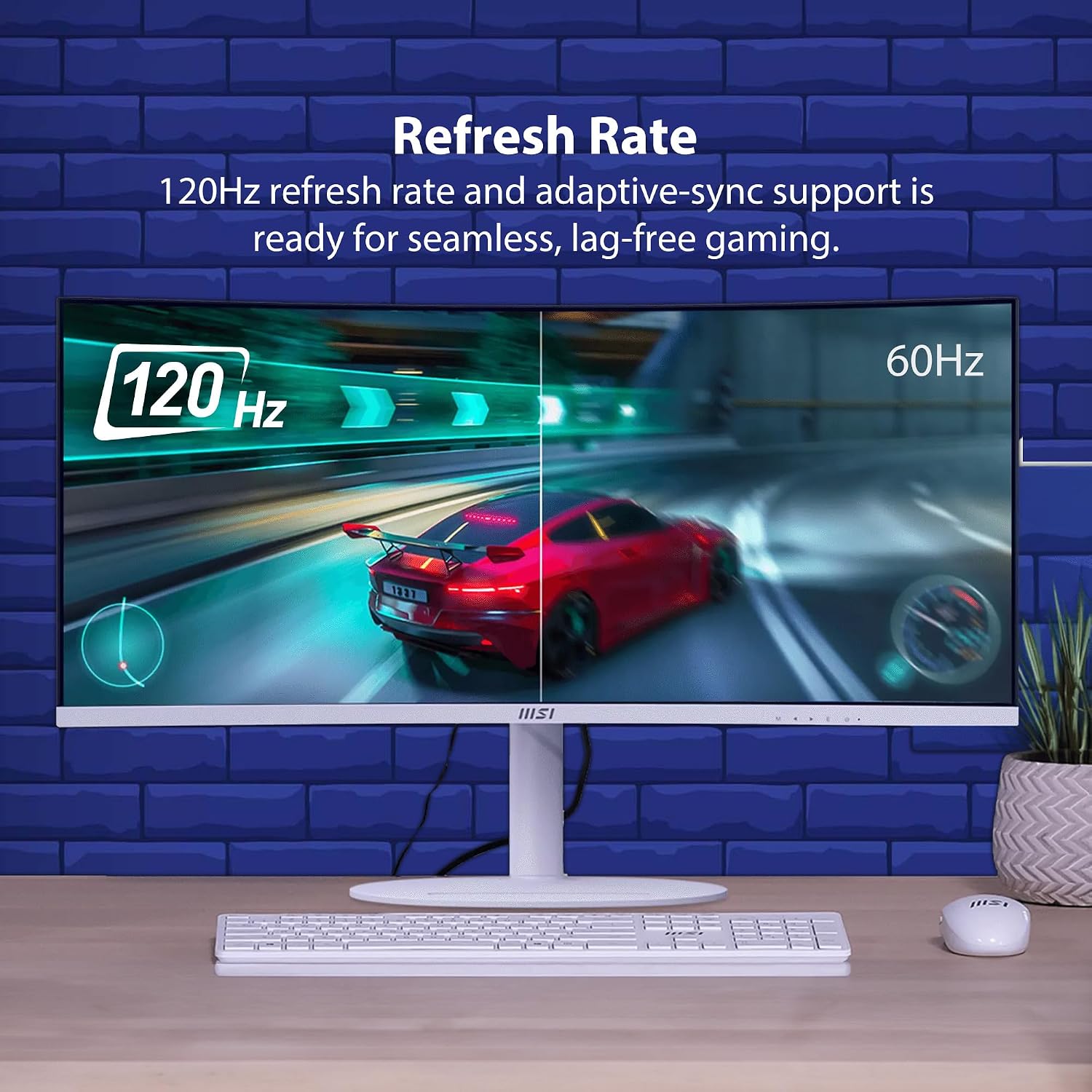 msi Modern MD342CQPW 34in VA 3440 x 1440(UWQHD) Computer Monitor, 120Hz, 1800 Curved, Adaptive-Sync, HDMI, DP, USBC 98W Power Delivery, KVM, Height Adjustable, VESA, Speaker, 1ms, White