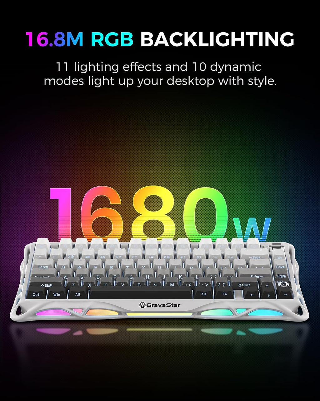 GravaStar Mercury K1 75% Wireless Mechanical Gaming Keyboard, Aluminum Alloy Exoskeleton Design, Gasket Custom Keyboard Hot-Swap Socket, Linear Switches, RGB Backlit