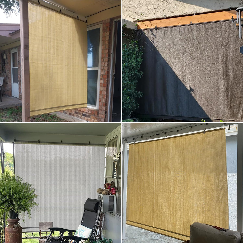 Coarbor Outdoor Roll up Shades Blinds for Porch Patio Shade Exterior Roller Window Shade Privacy Shade Screen for Deck Pergola Gazebo 4'W x 7'L Gray