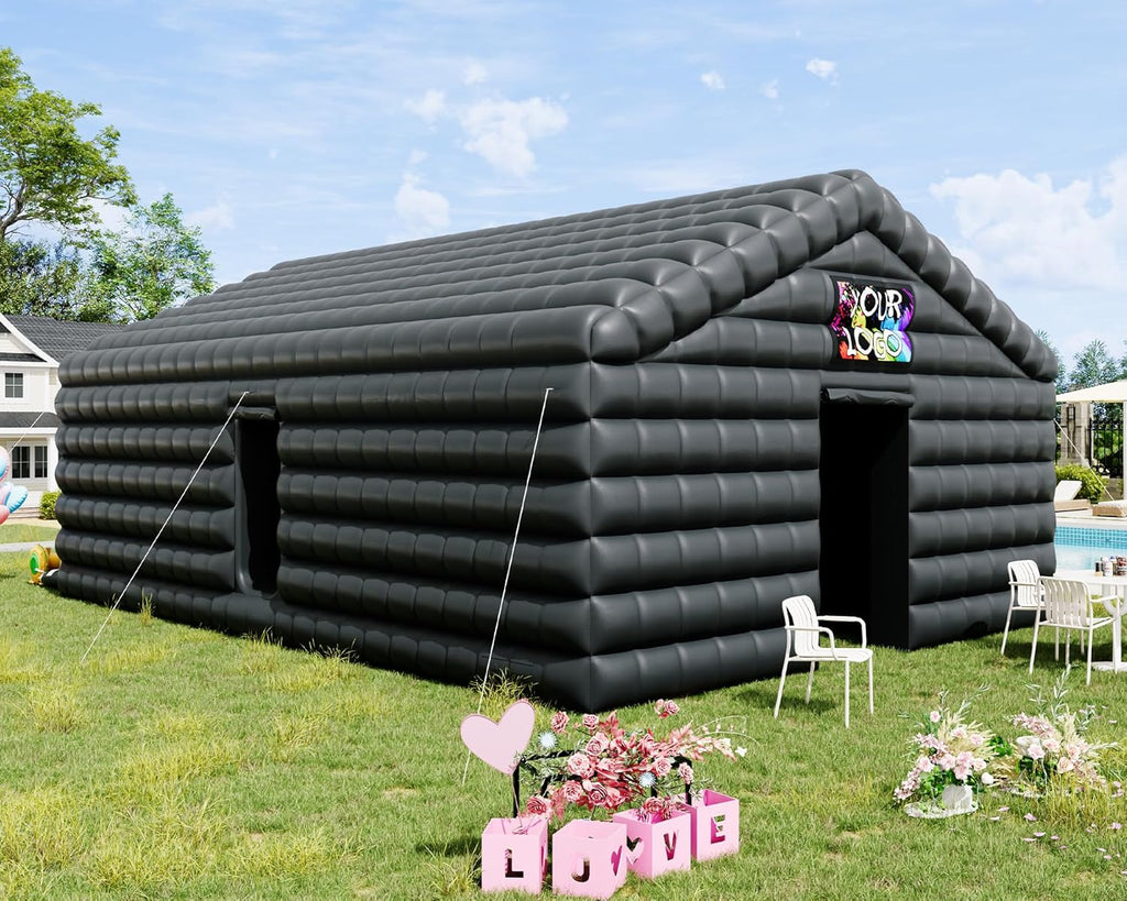 SPECRAFT 30x20x14 FT Large Inflatable Nightclub, Inflatable Tent for Parties with 2 Sides Escape Doors, Party Tent for Birthday Party/Outdoor Events, Black