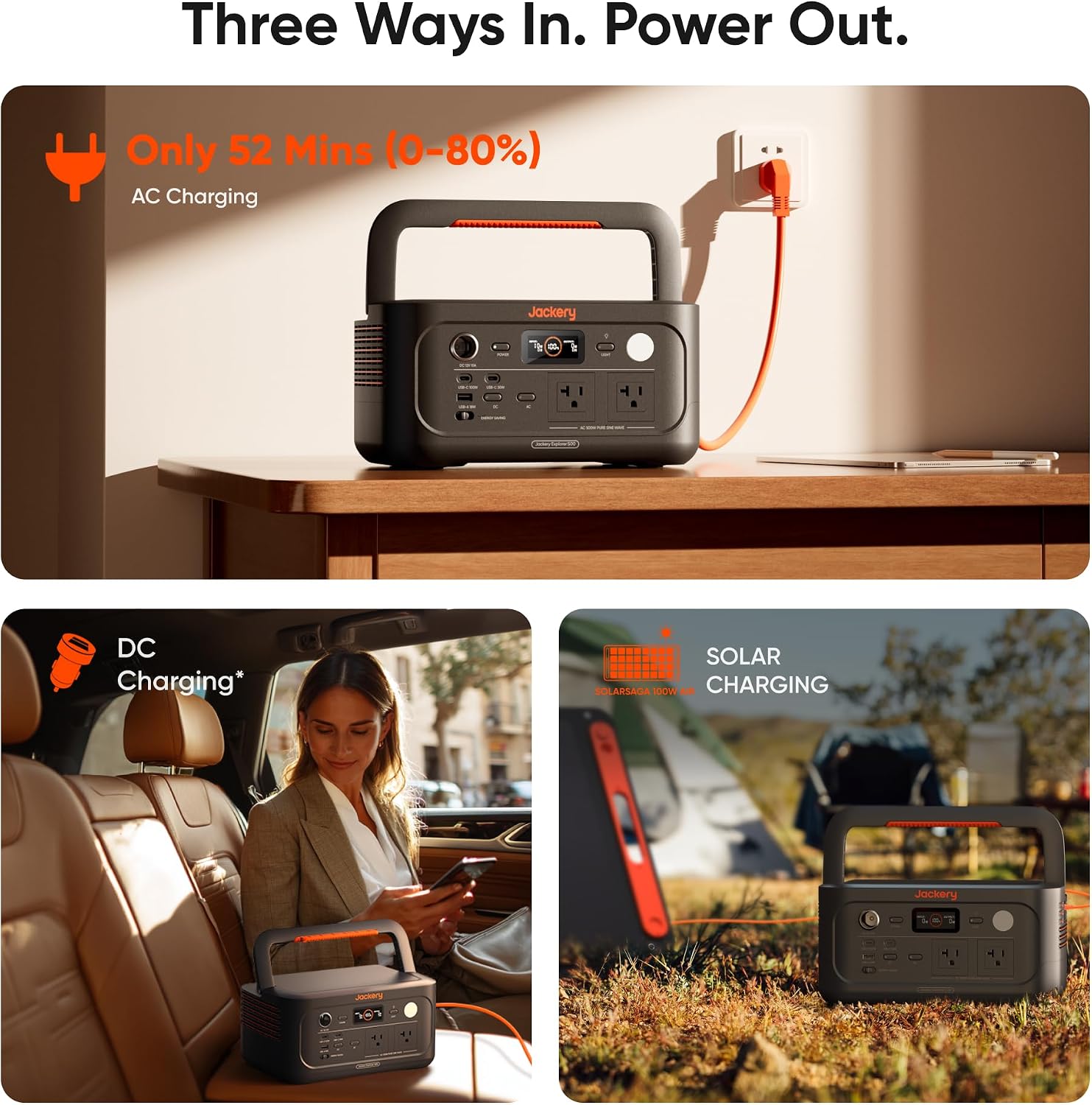 Jackery Explorer 500 v2 Solar Generator and 100W Solar Panel, 512Wh LiFePO4 Battery, 500W AC/1000W Peak, Solar Generator for Camping, Outdoors, and Power Outages