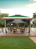 KYBOLT 12x12 Pop Up Gazebo Outdoor Canopy Shelter with Mosquito Netting 4 Stanbags Instant Gazebo Tent for Lawn, Garden, Backyard, Deck (Olive Green + Taupe)