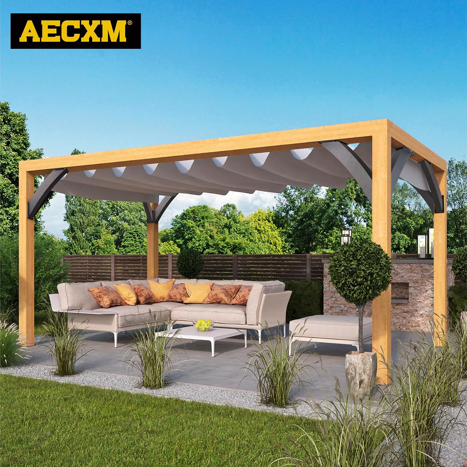 AECXM Heavy Duty 2''x4'' (Actual: 1.5''x3.2'') Arc 45° Angle Support Brackets, for gazebos, Decks, porches, Log Cabins and Other Wood Frame Degree Angle Pergola (4-Bracket)