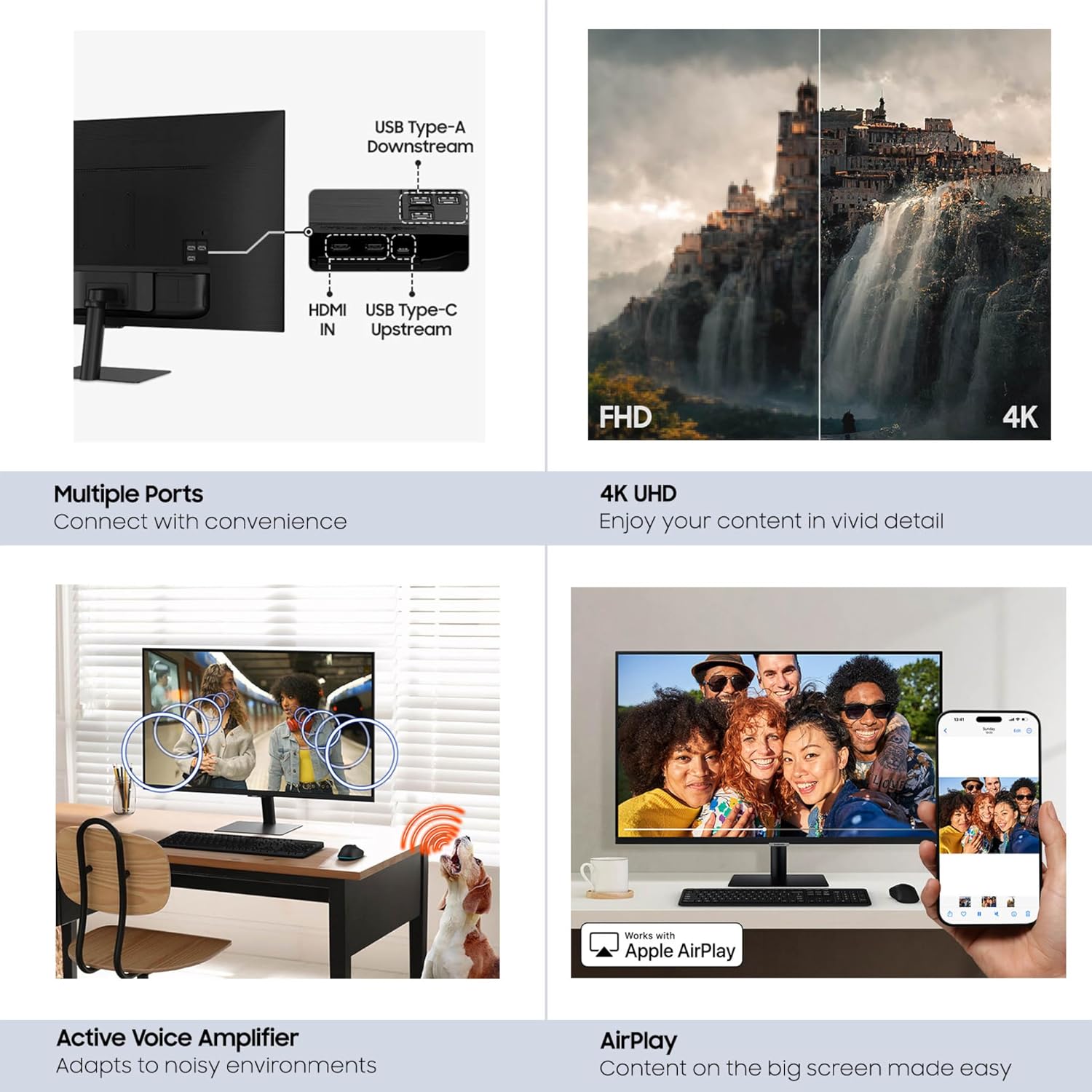 Samsung 32' Smart Monitor M7 (M70F) 4K UHD Display, Samsung Vision AI, Smart TV Apps, Gaming Hub, USB-C, HDMI and USB-A, Black, LS32FM702UNXZA, 2025
