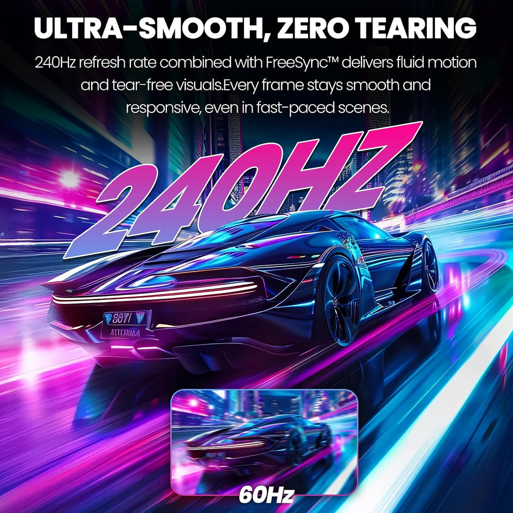 CRUA 45' Curved Gaming Monitor, 240Hz DQHD 5120×1440 UltraWide 32:9 VA Screen Computer Monitors, 120% sRGB,1500R, AMD FreeSync Compatible, Built-in Speakers, HDMI 2.1 & DP 1.4, Wall Mountable – Black