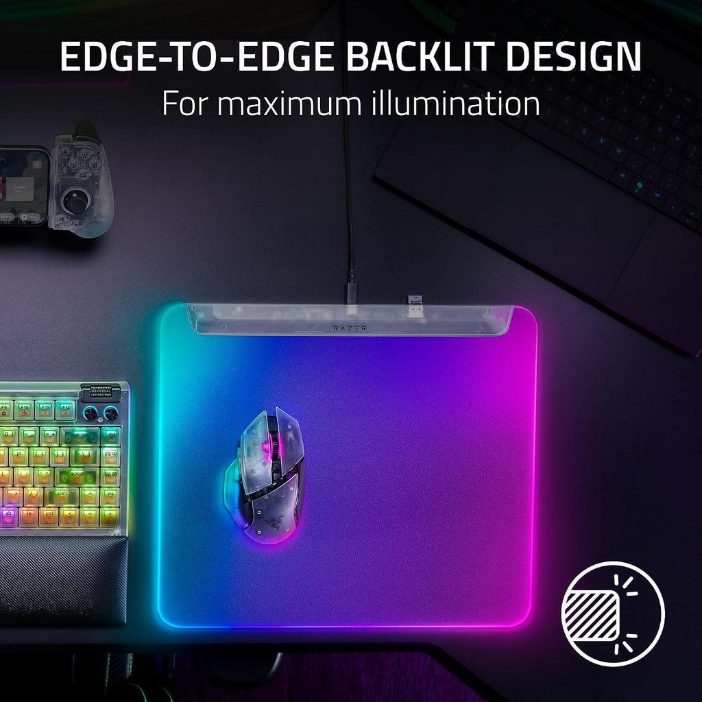 Razer Firefly V2 Pro Fully Illuminated RGB Gaming Mouse Mat: Backlit Design - 15 Zone Chroma Lighting - USB 2.0 Port - Detachable USB Type C Cable - Micro Textured Surface - Anti Slip Base