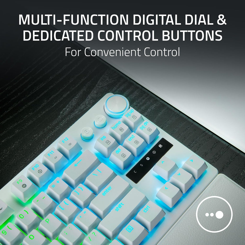 Razer Huntsman V3 Pro TKL 8KHz Esports Gaming Keyboard: Analog Optical Switches Gen 2-8000 Hz Polling Snap Tap - Rapid Trigger - Adjustable Actuation - Media Controls - PBT Keycaps - White